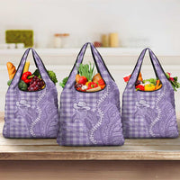Purple Hawaii Palaka Cowboy Turtle Grocery Bag Hawaiian Paniolo Puakenikeni Maile Lei - Polynesian Pride