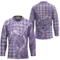 Purple Hawaii Palaka Cowboy Turtle Hockey Jersey Hawaiian Paniolo Puakenikeni Maile Lei - Polynesian Pride