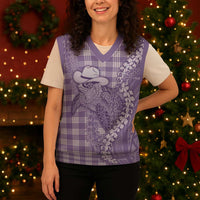 Purple Hawaii Palaka Cowboy Turtle Christmas Knitted V-Neck Vest Hawaiian Paniolo Puakenikeni Maile Lei DT05 - Polynesian Pride
