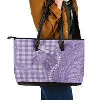 Purple Hawaii Palaka Cowboy Turtle Leather Tote Bag Hawaiian Paniolo Puakenikeni Maile Lei - Polynesian Pride