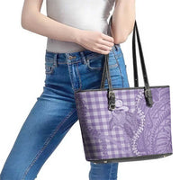 Purple Hawaii Palaka Cowboy Turtle Leather Tote Bag Hawaiian Paniolo Puakenikeni Maile Lei - Polynesian Pride