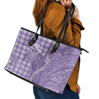 Purple Hawaii Palaka Cowboy Turtle Leather Tote Bag Hawaiian Paniolo Puakenikeni Maile Lei - Polynesian Pride