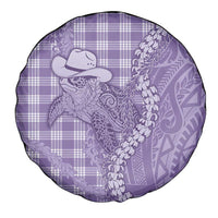 Purple Hawaii Palaka Cowboy Turtle Spare Tire Cover Hawaiian Paniolo Puakenikeni Maile Lei - Polynesian Pride