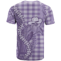 Purple Hawaii Palaka Cowboy Turtle T Shirt Hawaiian Paniolo Puakenikeni Maile Lei - Polynesian Pride