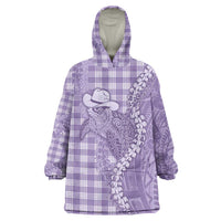 Purple Hawaii Palaka Cowboy Turtle Wearable Blanket Hoodie Hawaiian Paniolo Puakenikeni Maile Lei - Polynesian Pride