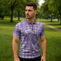 Purple Hawaii Palaka Cowboy Turtle Zipper Polo Shirt Hawaiian Paniolo Puakenikeni Maile Lei DT05 - Polynesian Pride