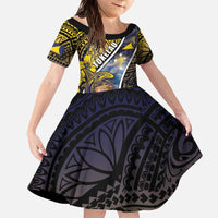 Personalised Tokelau Family Matching Off The Shoulder Long Sleeve Dress and Hawaiian Shirt National Badge Waves Style