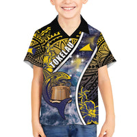 Personalised Tokelau Family Matching Off Shoulder Maxi Dress and Hawaiian Shirt National Badge Waves Style