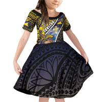 Personalised Tokelau Family Matching Off Shoulder Short Dress and Hawaiian Shirt National Badge Waves Style