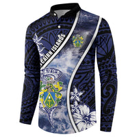 Personalised Pitcairn Islands Button Sweatshirt Coat Of Arms Waves Style