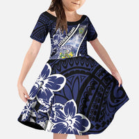 Personalised Pitcairn Islands Family Matching Long Sleeve Bodycon Dress and Hawaiian Shirt Coat Of Arms Waves Style