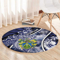 Pitcairn Islands Round Carpet Coat Of Arms Waves Style