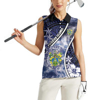 Personalised Pitcairn Islands Women Sleeveless Polo Shirt Coat Of Arms Waves Style