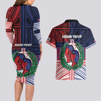 Personalised Samoa Boxing Couples Matching Long Sleeve Bodycon Dress and Hawaiian Shirt Samoan Boxer Funny Style - Polynesian Pride