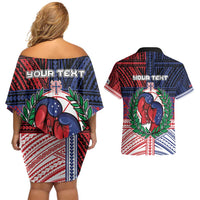 Personalised Samoa Boxing Couples Matching Off Shoulder Short Dress and Hawaiian Shirt Samoan Boxer Funny Style - Polynesian Pride