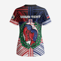 Personalised Samoa Boxing Scrub Top Samoan Boxer Funny Style - Polynesian Pride