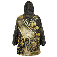 Personalised Niue Wearable Blanket Hoodie Niuean Crab Waves Style