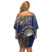 Personalised Nauru Family Matching Off Shoulder Short Dress and Hawaiian Shirt Hibiscus Polynesian Tribal Pattern
