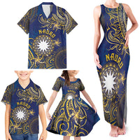 Personalised Nauru Family Matching Tank Maxi Dress and Hawaiian Shirt Hibiscus Polynesian Tribal Pattern