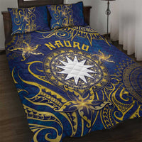 Nauru Quilt Bed Set Hibiscus Polynesian Tribal Pattern