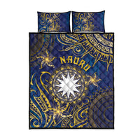 Nauru Quilt Bed Set Hibiscus Polynesian Tribal Pattern