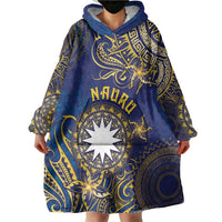 Personalised Nauru Wearable Blanket Hoodie Hibiscus Polynesian Tribal Pattern