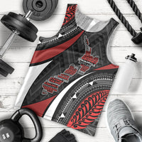 Aotearoa New Zealand Native Birds Map Men Tank Top Silver Fern Tribal Pattern