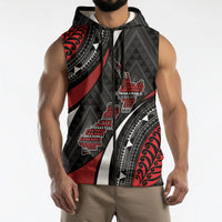 Aotearoa New Zealand Native Birds Map Sleeveless Zip Hoodie Silver Fern Tribal Pattern DT05 - Polynesian Pride