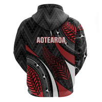 Aotearoa New Zealand Native Birds Map Zip Hoodie Silver Fern Tribal Pattern