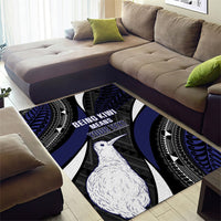 Personalised New Zealand Kiwi Area Rug Silver Fern Tribal Pattern