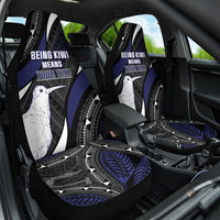 Personalised New Zealand Kiwi Car Seat Cover Silver Fern Tribal Pattern DT05 One Size Navy - Polynesian Pride
