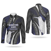 Personalised New Zealand Kiwi Couples Matching Off Shoulder Short Dress and Long Sleeve Button Shirt Silver Fern Tribal Pattern DT05 - Polynesian Pride