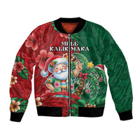 Hawaii Christmas Bomber Jacket Mele Kalikimaka Funny Hawaiian Santa - Polynesian Pride