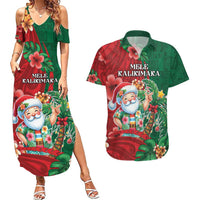 Hawaii Christmas Couples Matching Summer Maxi Dress and Hawaiian Shirt Mele Kalikimaka Funny Hawaiian Santa - Polynesian Pride