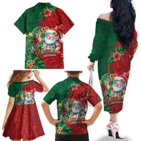 Hawaii Christmas Family Matching Off The Shoulder Long Sleeve Dress and Hawaiian Shirt Mele Kalikimaka Funny Hawaiian Santa - Polynesian Pride
