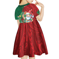 Hawaii Christmas Kid Short Sleeve Dress Mele Kalikimaka Funny Hawaiian Santa - Polynesian Pride
