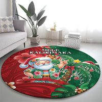 Hawaii Christmas Round Carpet Mele Kalikimaka Funny Hawaiian Santa - Polynesian Pride
