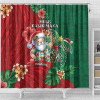 Hawaii Christmas Shower Curtain Mele Kalikimaka Funny Hawaiian Santa - Polynesian Pride