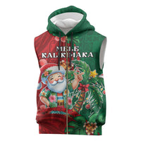 Hawaii Christmas Sleeveless Zip Hoodie Mele Kalikimaka Funny Hawaiian Santa - Polynesian Pride