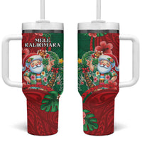 Hawaii Christmas Tumbler With Handle Mele Kalikimaka Funny Hawaiian Santa - Polynesian Pride