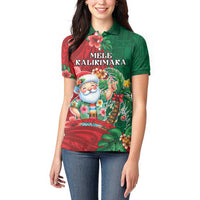 Hawaii Christmas Women Polo Shirt Mele Kalikimaka Funny Hawaiian Santa - Polynesian Pride