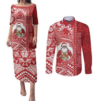 Tonga Christmas Couples Matching Puletasi and Long Sleeve Button Shirt Kilisimasi Fiefia - Polynesian Pride