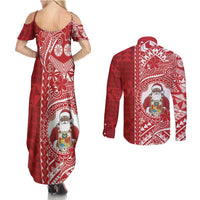 Tonga Christmas Couples Matching Summer Maxi Dress and Long Sleeve Button Shirt Kilisimasi Fiefia - Polynesian Pride