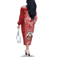 Tonga Christmas Family Matching Off The Shoulder Long Sleeve Dress and Hawaiian Shirt Kilisimasi Fiefia - Polynesian Pride
