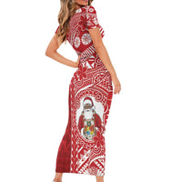 Tonga Christmas Short Sleeve Bodycon Dress Kilisimasi Fiefia - Polynesian Pride