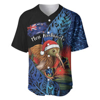 Personalised New Zealand Christmas Baseball Jersey Santa Kiwi Bird With Pohutukawa Flowers - Polynesian Pride