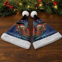 Personalised New Zealand Christmas Santa Hat Santa Kiwi Bird With Pohutukawa Flowers - Polynesian Pride