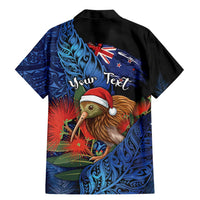 Personalised New Zealand Christmas Family Matching Mermaid Dress and Hawaiian Shirt Santa Kiwi Bird With Pohutukawa Flowers DT05 - Polynesian Pride