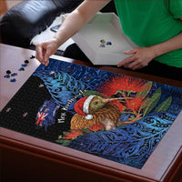 New Zealand Christmas Puzzle Santa Kiwi Bird With Pohutukawa Flowers - Polynesian Pride