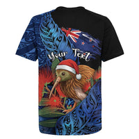 Personalised New Zealand Christmas Rugby Jersey Santa Kiwi Bird With Pohutukawa Flowers DT05 - Polynesian Pride